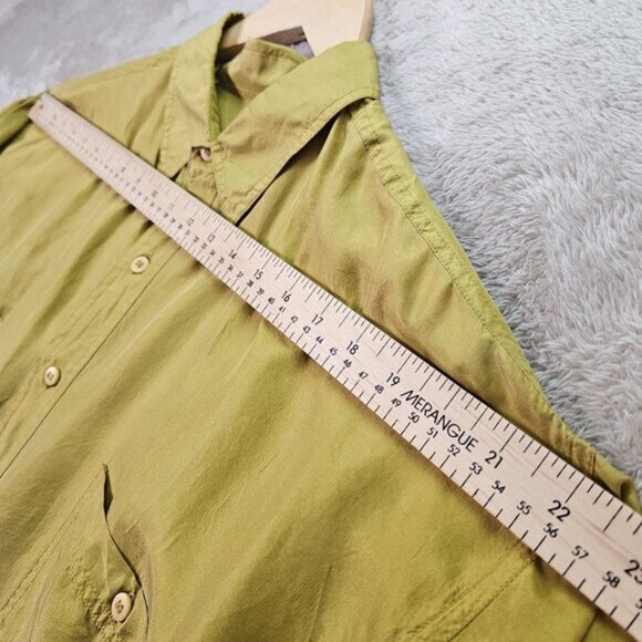 Vintage Fuzi Silks 100% Silk Shirt Italian Style Yellow Button-Down Men's Size M - Picture 6 of 15